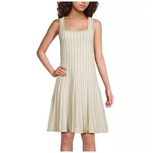 Land's End Square Neck Above Knee Sweater Dress Oatmeal Heather Women's Size S